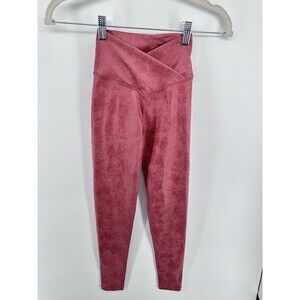 Aerie Offline Faux Leather Leggings Crossover Dark Pink Size XXS